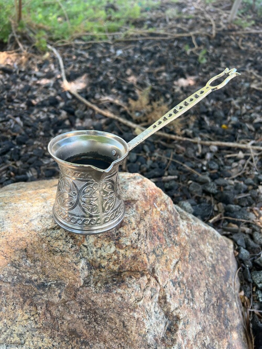 Vintage AYTEK Turkish Coffee Pot Cezve Metal Server - Engraved